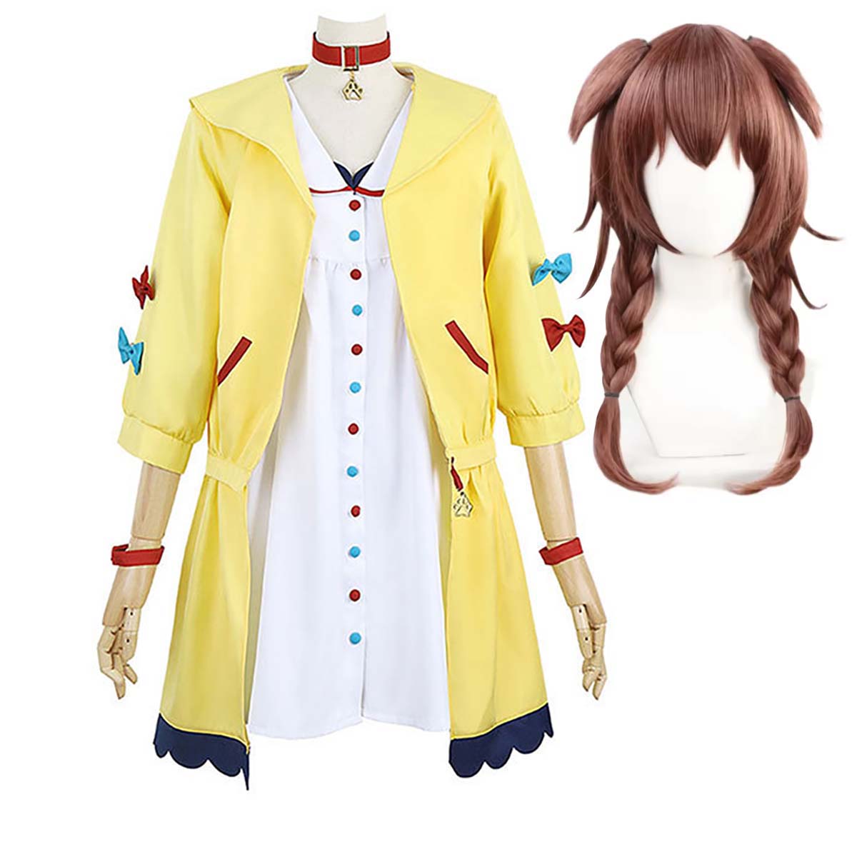 Anime Cosplay Youtuber - ハロウィンカーニバルパーティーアニメバーチャルYouTuber犬神ころねドッグコスプレ黄色の衣装またはウィッグ
