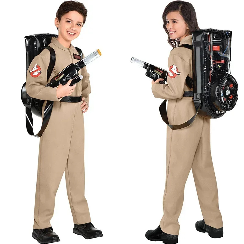 Kids Cosplay Anime - ハロウィン子供父ゴーストバスターズコスチュームテーマコスプレハロウィン制服ジャンプスーツバッグ付き大人子供に最適