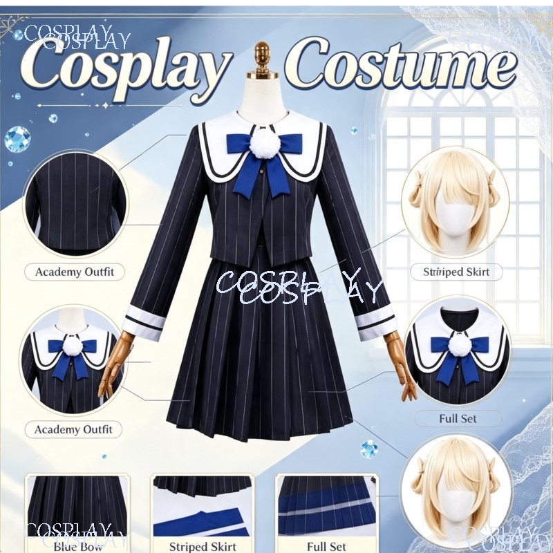 Anime Cosplay Youtuber - JK制服ドレス かわいい帽子 ウィッグ ハロウィン クリスマス シグレ・ウイ