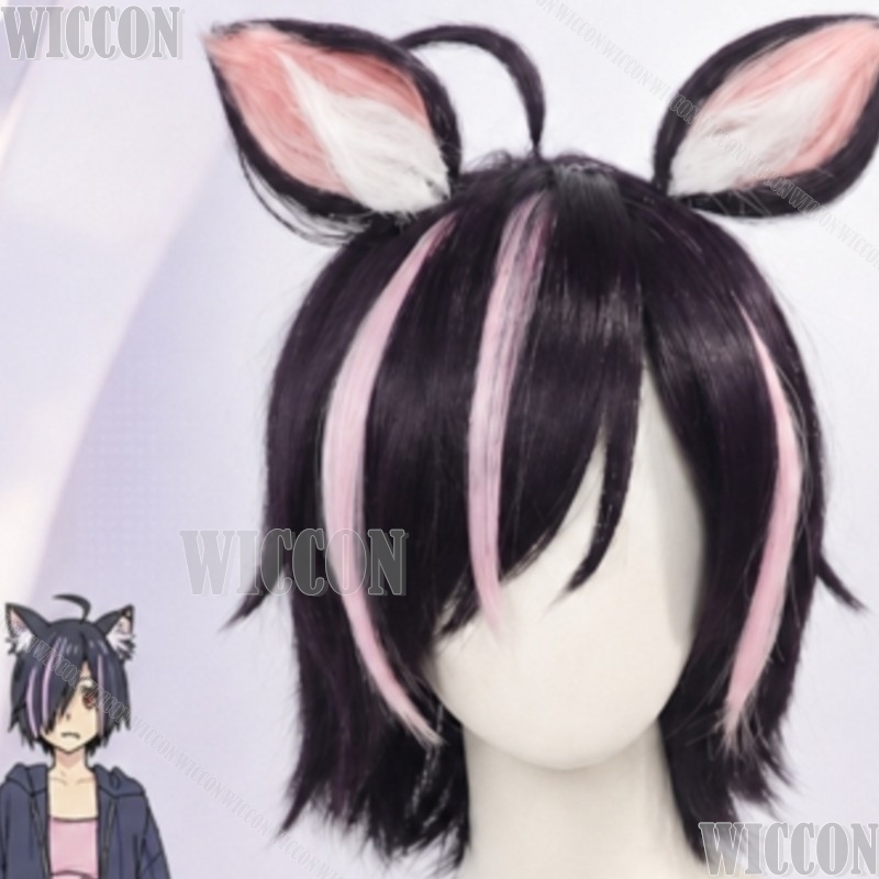 Cosplay Anime Black Hair - チェーンスモーカーキャットコスプレ ハメコ イージーゴイング・アナル・エンジェル ブラックショート合成毛 ピンクハイライト 猫耳