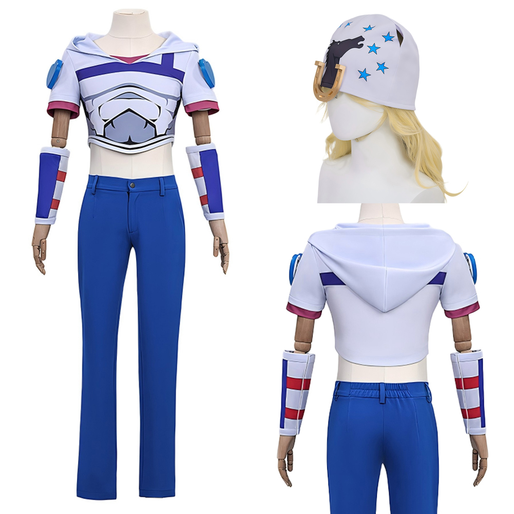 Jojo Bizarre Hat - ジョニー・ジョースター服アニメジョジョコスプレ奇妙な冒険コスプレ衣装帽子ヘッドギア手袋セット制服ハロウィンスーツ