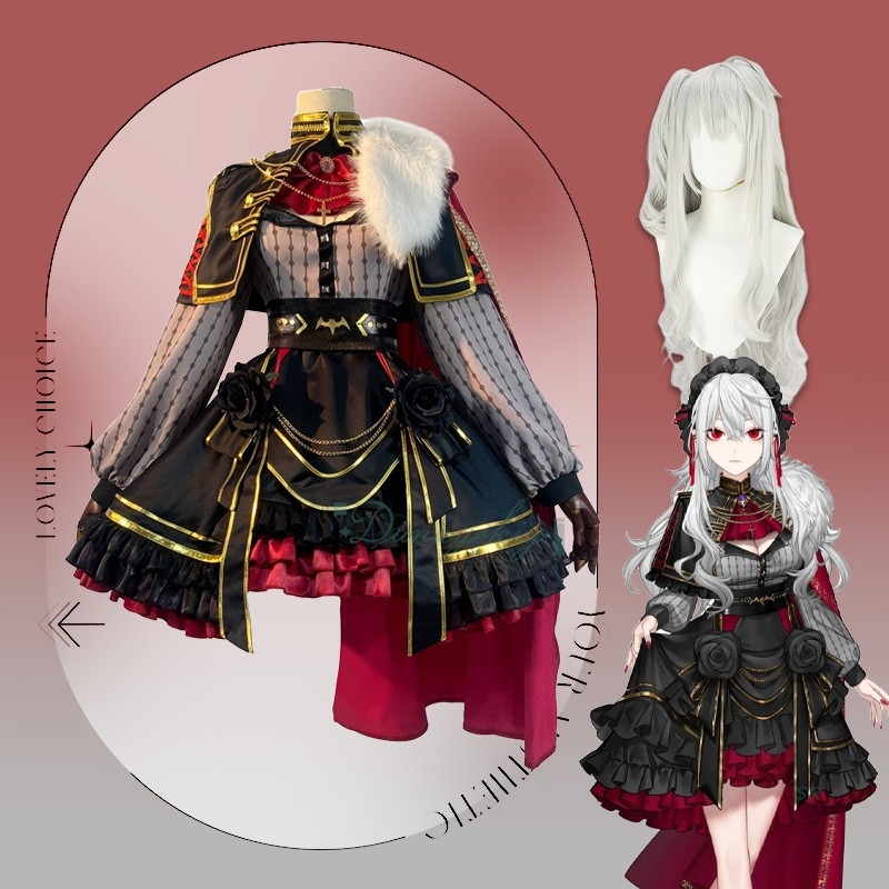 Anime Cosplay Youtuber - バーチャル Youtuber クズハ三夜コスプレ衣装ウィッグ Vtuber 女性ゴシックロリータドレスマントハロウィンパーティーカーニバルスーツ