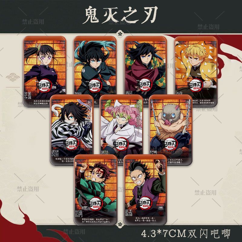 Cosplay Anime Zenitsu - 鬼滅の刃ファンアート長方形ホログラフィックバッジグッズ 竈門炭治郎 禰豆子 煙鬼徹 アニメブローチピン コレクタブルデコレーション