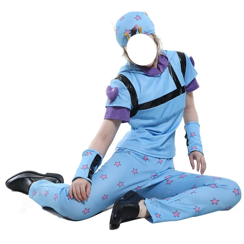 Jojo Bizarre Hat - アニメジョジョの奇妙な冒険ジョニー・ジョースターコスプレ衣装ブルー制服帽子衣類アクセサリーカーニバルパーティードレスアップメンズx;8