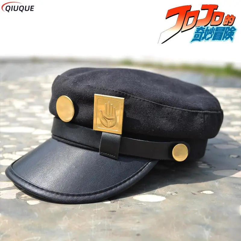 Jojo Bizarre Hat - ジョジョの奇妙な冒険 コスプレ帽子 空条承太郎 ジョセフキャップ ジョジョ軍隊ミリタリーハット バッジ付きジョジョキャップ