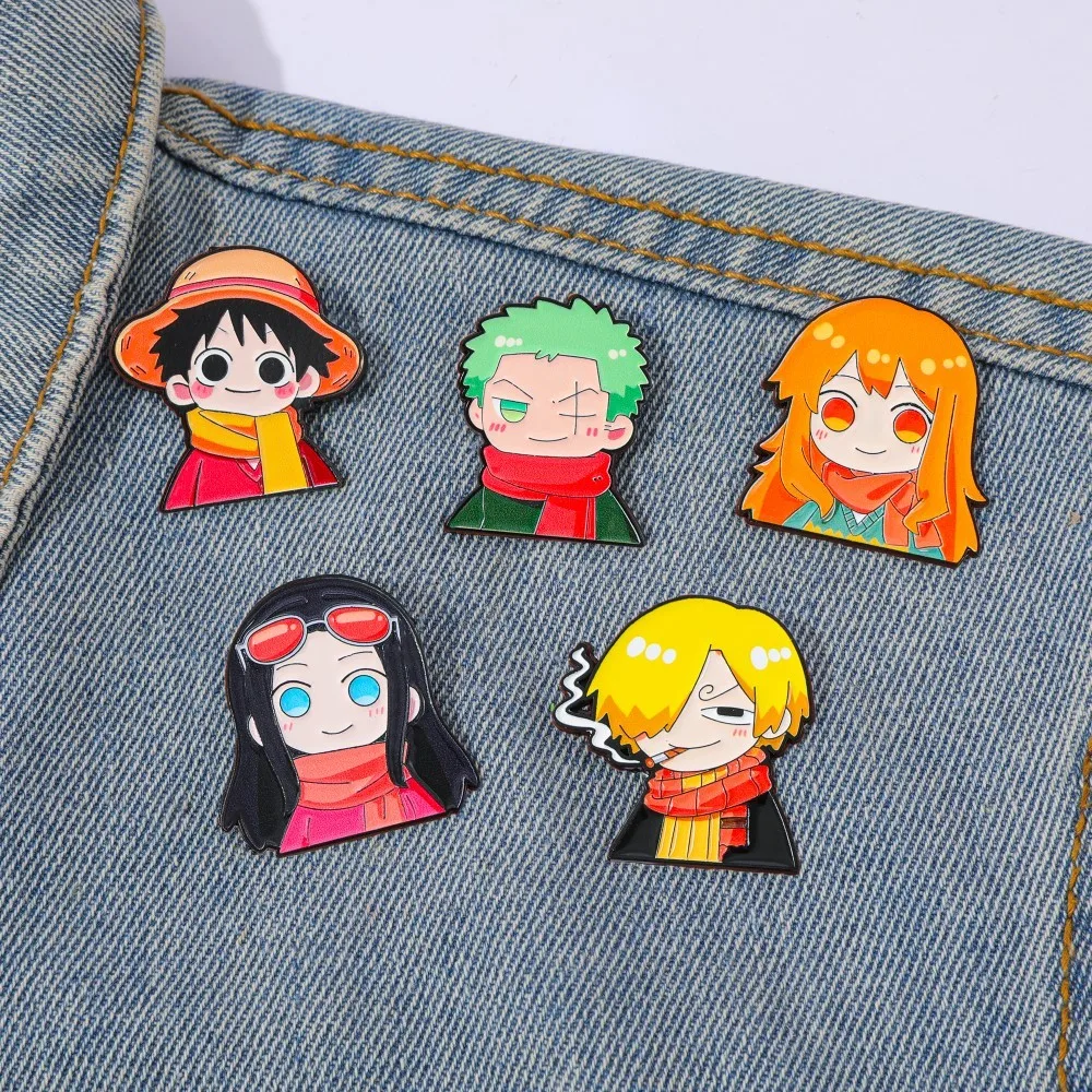 Cosplay Anime Zoro - 5個入り 可愛いアニメ漫画ブローチ 面白いナミ ルフィ ゾロ エナメルピン