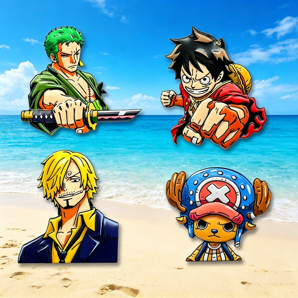 Cosplay Anime Zoro - 4 個ワンピース漫画キャラクターブローチセット Q バージョン (モンキー D.