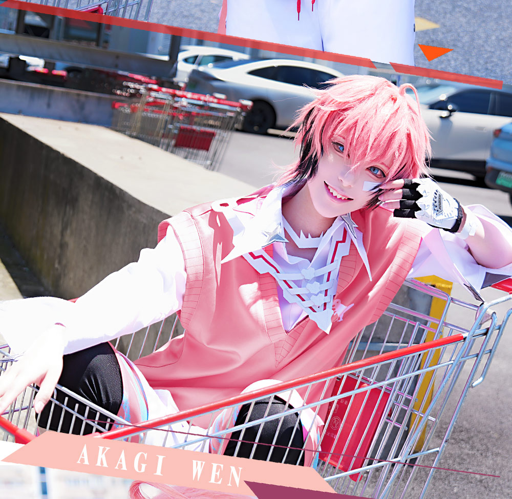 Anime Cosplay Pink - アニメ「Nijisanji」VTuberバーチャルアイドル赤木コスプレコスチューム ピンクのウールベスト フルセット 女性男性用 ハロウィンカーニバルスーツ