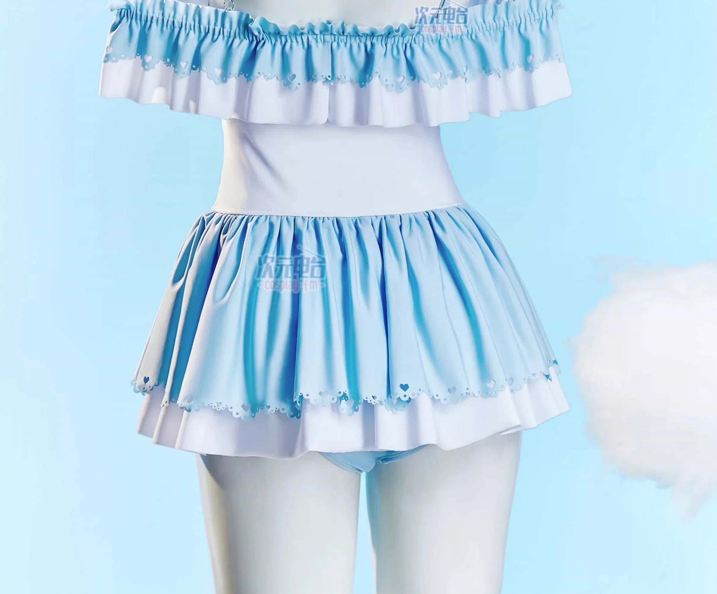 Anime Cosplay Girl - シナモロール コスプレ衣装 かわいい女の子用控えめワンピース水着 取り外し可能なパッド付き 温泉水泳用 1/3
