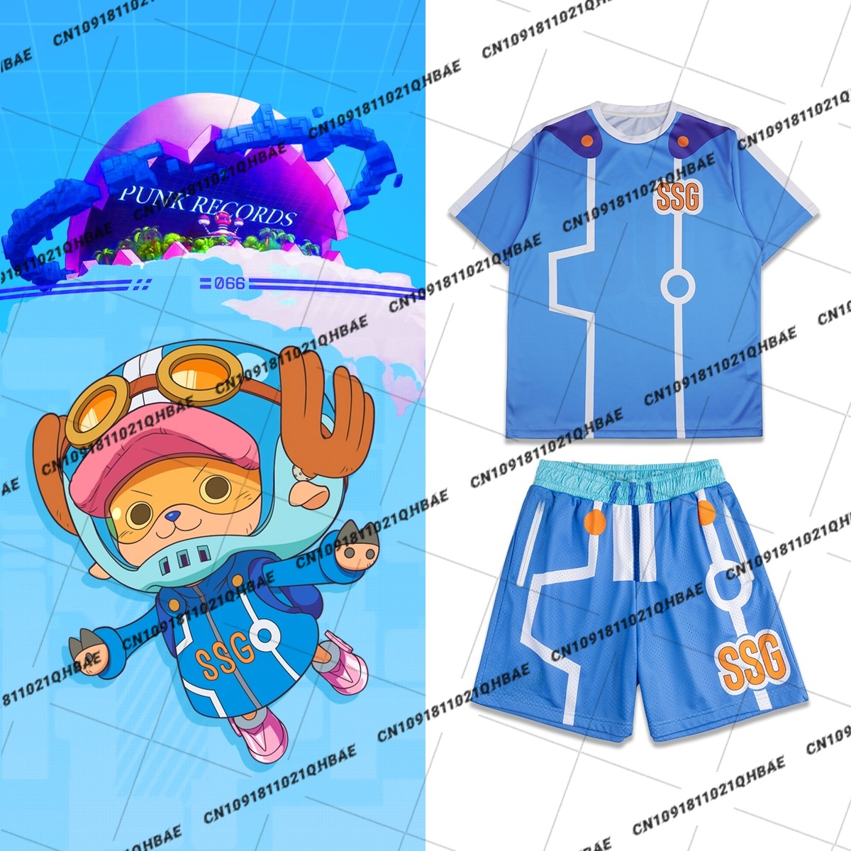 Anime Cosplay Costumes - 新しいエッグヘッド島トニートニーチョッパーアニメ愛好家コスプレ衣装男性ファッションレジャースポーツセット特大Tシャツショーツセット