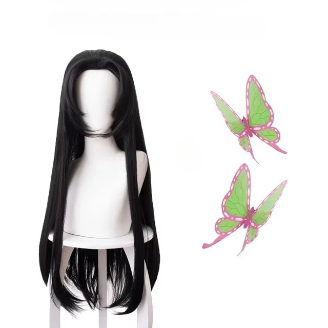 Cosplay Anime Black Hair - アニメ胡蝶かなえウィッグ鬼滅の刃コスプレ合成黒ロング耐熱人工毛ウィッグハロウィン
