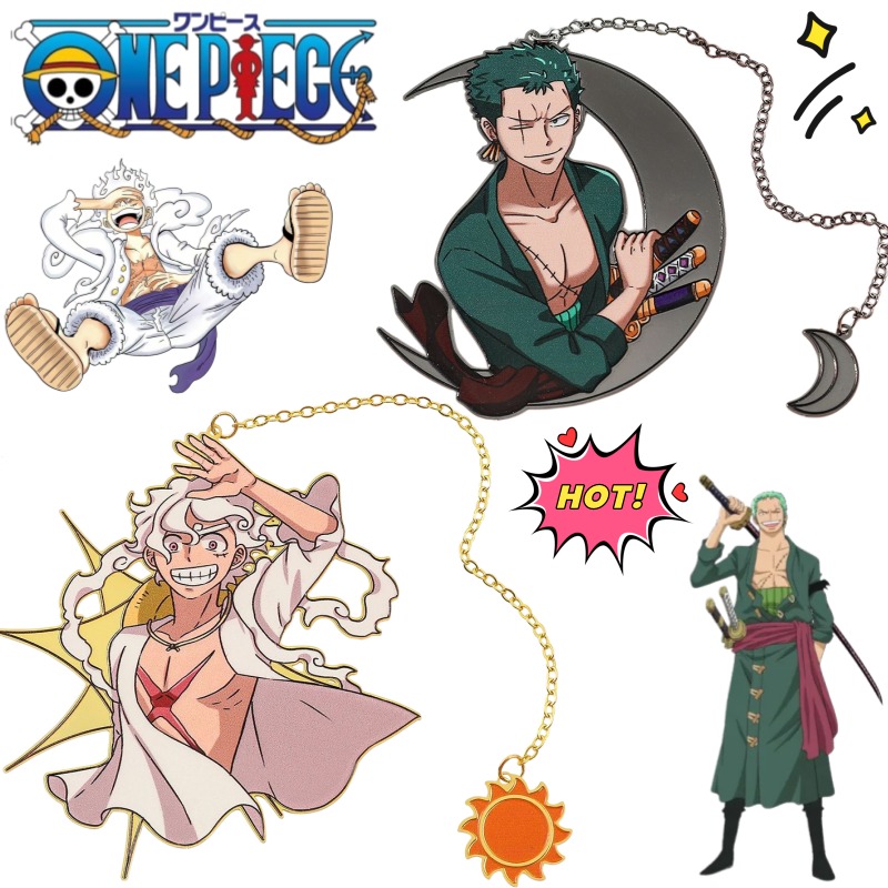 Cosplay Anime Zoro - ワンピース ロロノア・ゾロ 白髪ニカ 個性的な漫画メタルブックマーク 二次アニメ周辺機器 チェーンブックレット