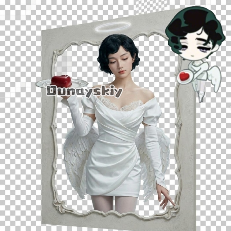 Cosplay Anime Black Hair - Sua 新しい服図表コスプレ衣装ウィッグ白いドレス黒ショートヘアパレットストッキングベルトセット制服ハロウィンアニメ用