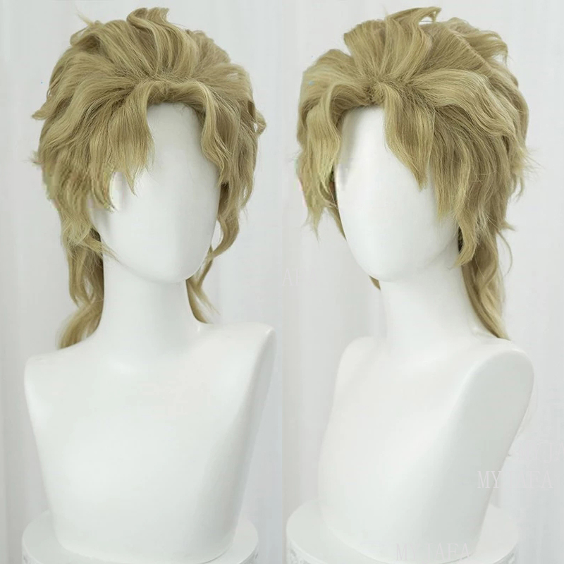 Jojo Bizarre Hat - ディオブランドコスプレジョジョの奇妙な冒険コスプレ高品質グリーンゴールデンブラウンウィッグ耐熱合成かつら + ウィッグキャップ