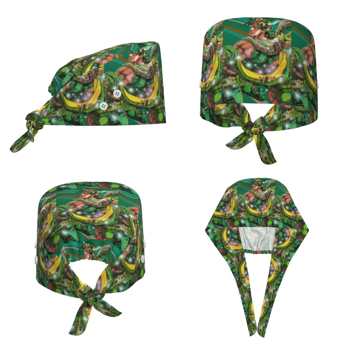 Jojo Bizarre Hat - ジョジョの奇妙な冒険 ジョセフ・ジョースター スクラブハット ドクター作業用サージカルキャップ ユニセックス 調節可能な看護師用キャップ