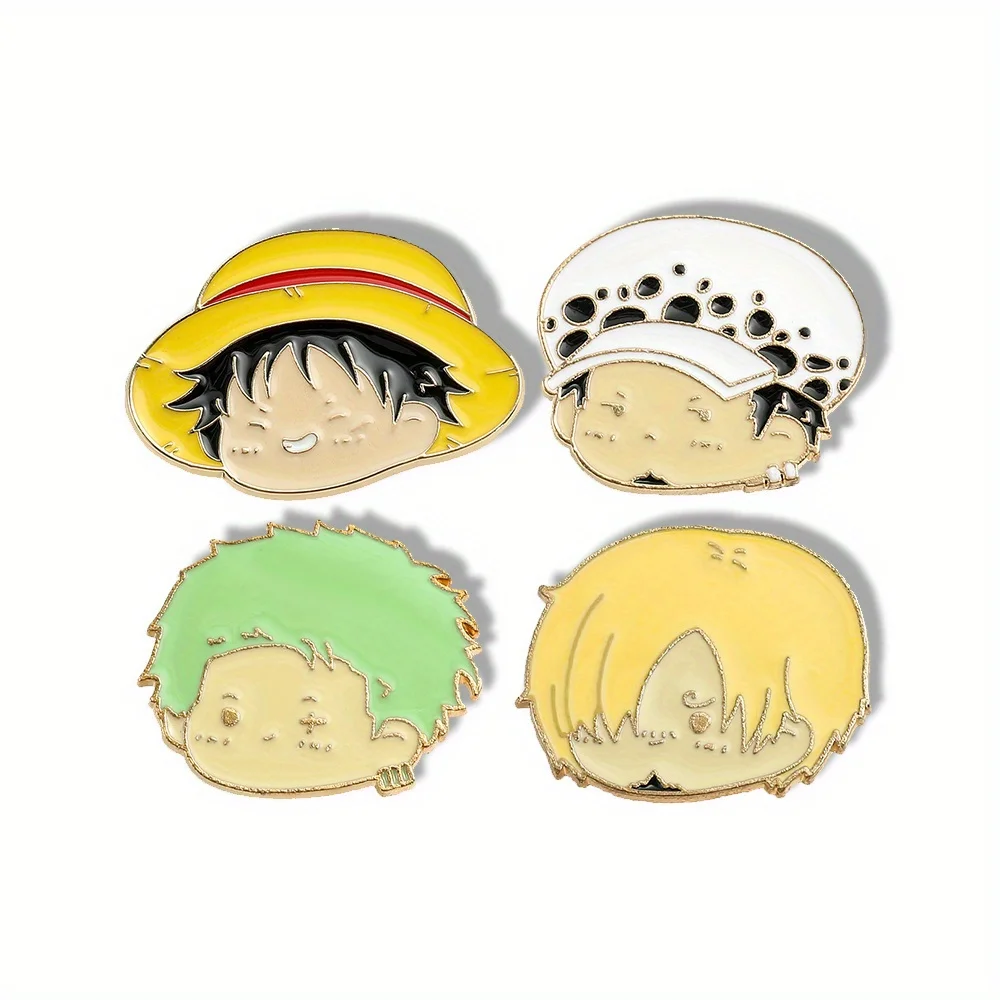 4 個アニメキャラクターブローチシンプルなロロノア・ゾロサン - Cosplay Anime Zoro のレビューと価格