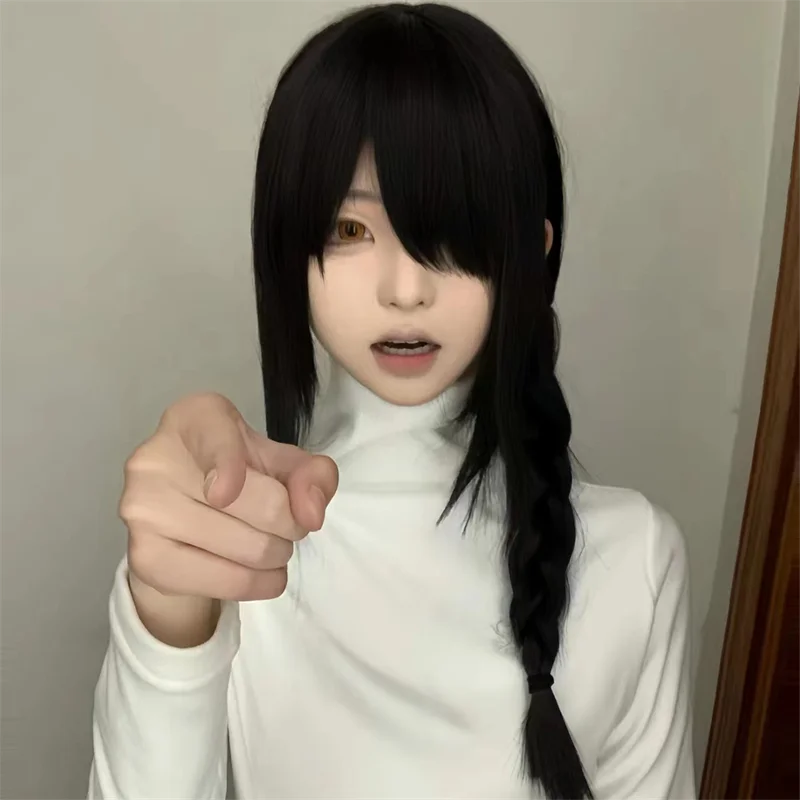 アニメチェーンソーマンナユタ大人のコスプレウィッグ黒ロング三 - Anime Cosplay Chainsaw Man のレビューと価格