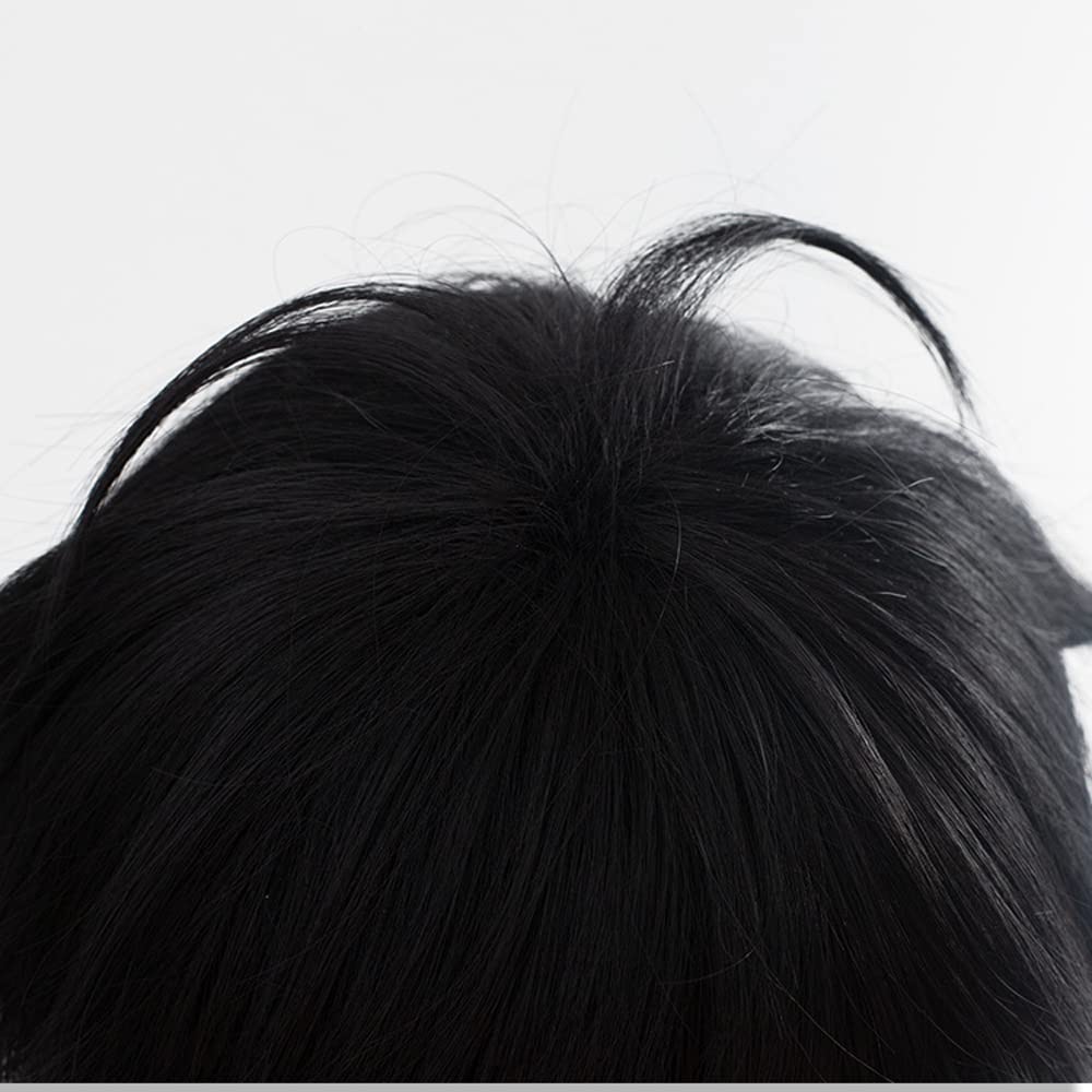 黒と白のショートカーリーヘアウィッグ,アニメアキュタガワリユ - Cosplay Anime Black Hair のレビューと価格