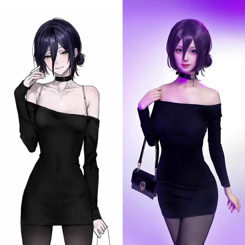 アニメチェーンソーマンレゼコスプレ衣装女性ドレス黒セクシーな - Anime Cosplay Chainsaw Man のレビューと価格
