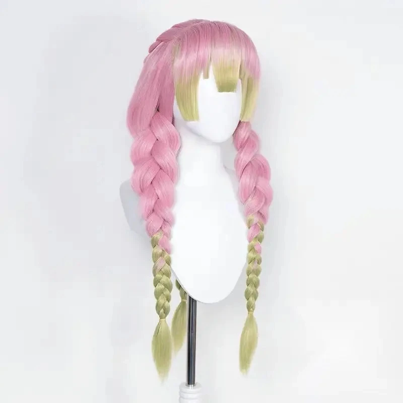 甘露寺蜜璃 コスプレウィッグ ロング ピンク グリーン 耐熱 - Cosplay Anime Zenitsu のレビューと価格