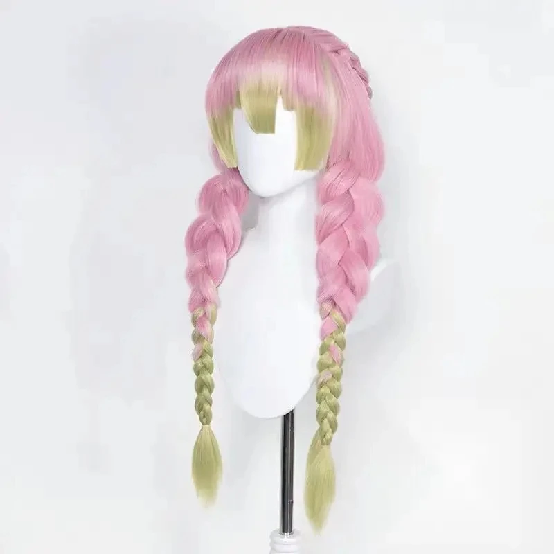 甘露寺蜜璃 コスプレウィッグ ロング ピンク グリーン 耐熱 - Cosplay Anime Zenitsu のレビューと価格