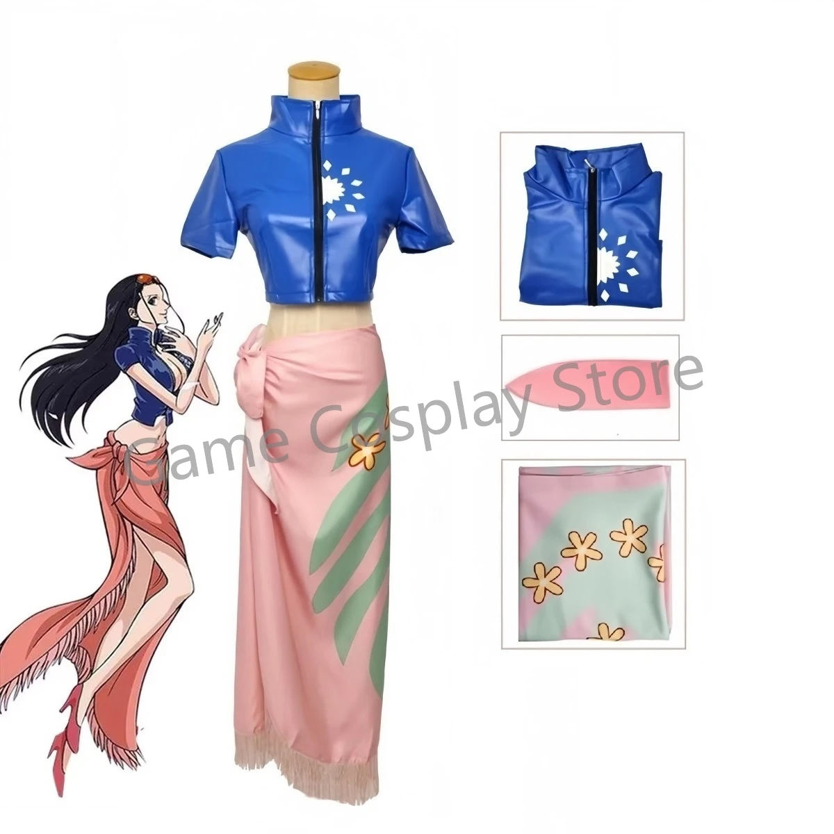 ニコ・ロビンコスプレ衣装ドレス衣装アニメ衣装メガネかつらスー - Anime Cosplay Yor のレビューと価格