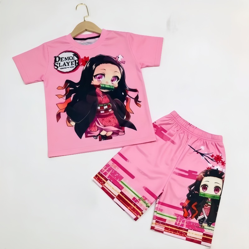デーモンスレイヤーキッズ Tシャツショーツセットアニメキメツ - Anime Cosplay Tanjiro のレビューと価格