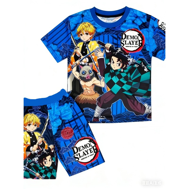 デーモンスレイヤーキッズ Tシャツショーツセットアニメキメツ - Anime Cosplay Tanjiro のレビューと価格
