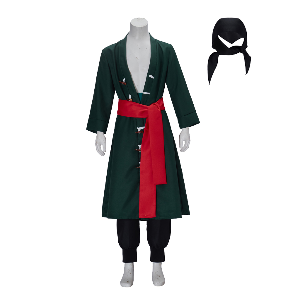 アニメロロノアコスプレゾロ衣装制服グリーンコートベルトパンツ - Cosplay Anime Zoro のレビューと価格