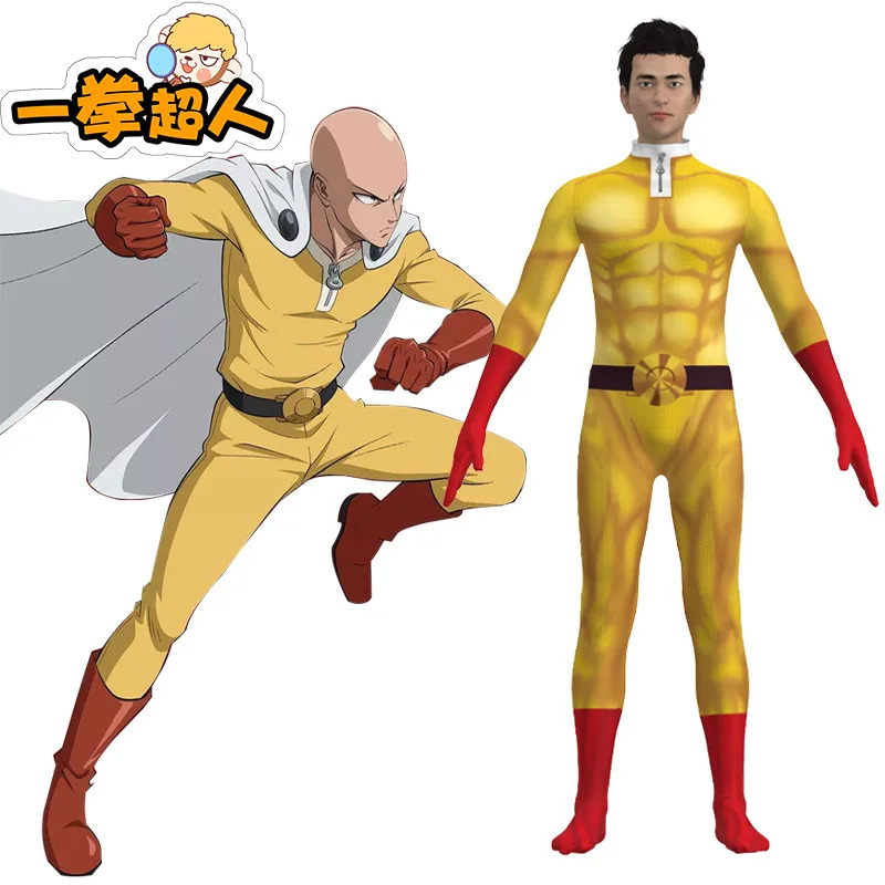 新しいハロウィンコスプレワンパンマンコスプレ衣装サイタマアニ - Anime Cosplay One Punch Man のレビューと価格