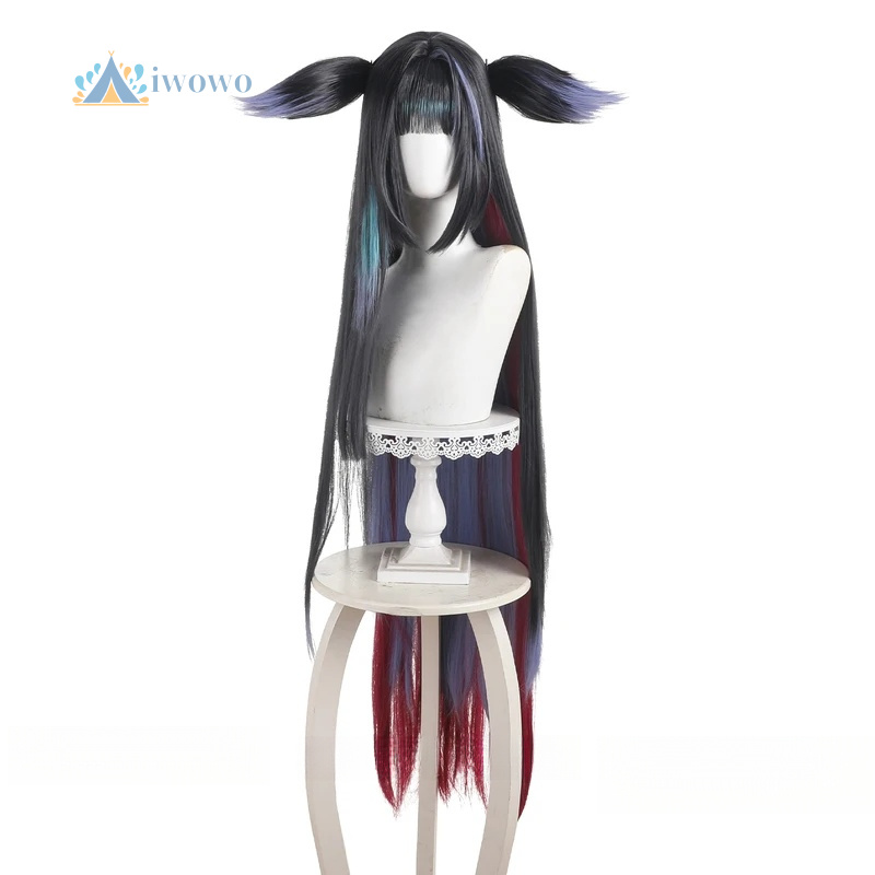 アークナイツ ミオ コスプレウィッグ 黒紫青 ロングストレー - Cosplay Anime Black Hair のレビューと価格