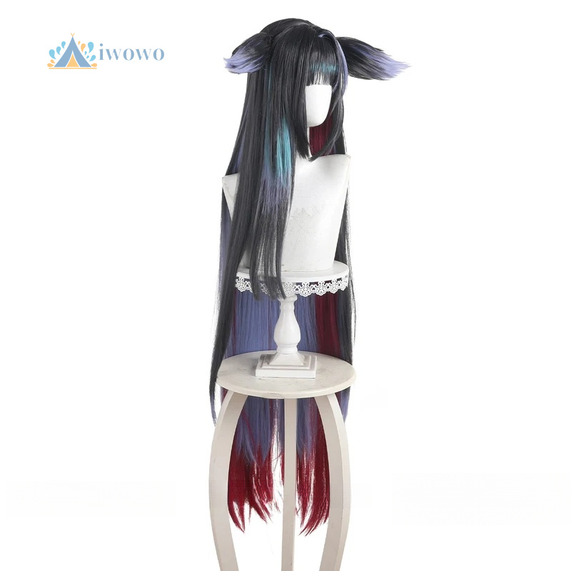 アークナイツ ミオ コスプレウィッグ 黒紫青 ロングストレー - Cosplay Anime Black Hair のレビューと価格