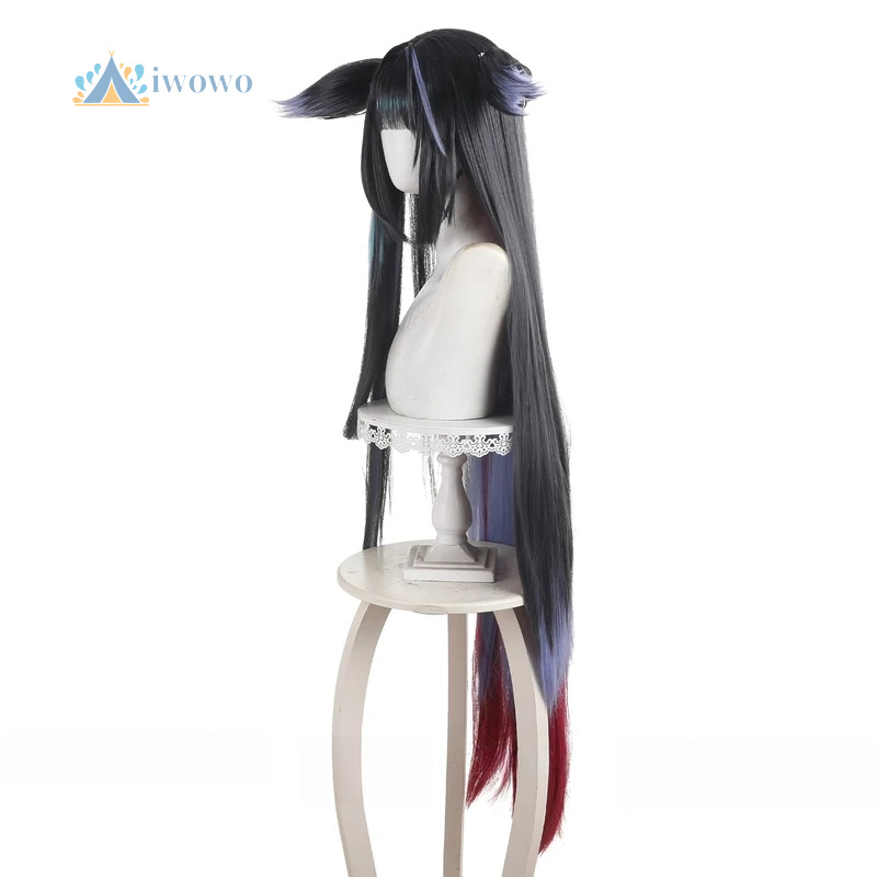 アークナイツ ミオ コスプレウィッグ 黒紫青 ロングストレー - Cosplay Anime Black Hair のレビューと価格