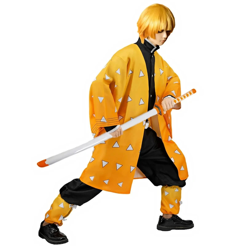 新しいハロウィンコスプレアニメ鬼滅の刃我妻善逸コスプレ衣装漫 - Cosplay Anime Zenitsu のレビューと価格