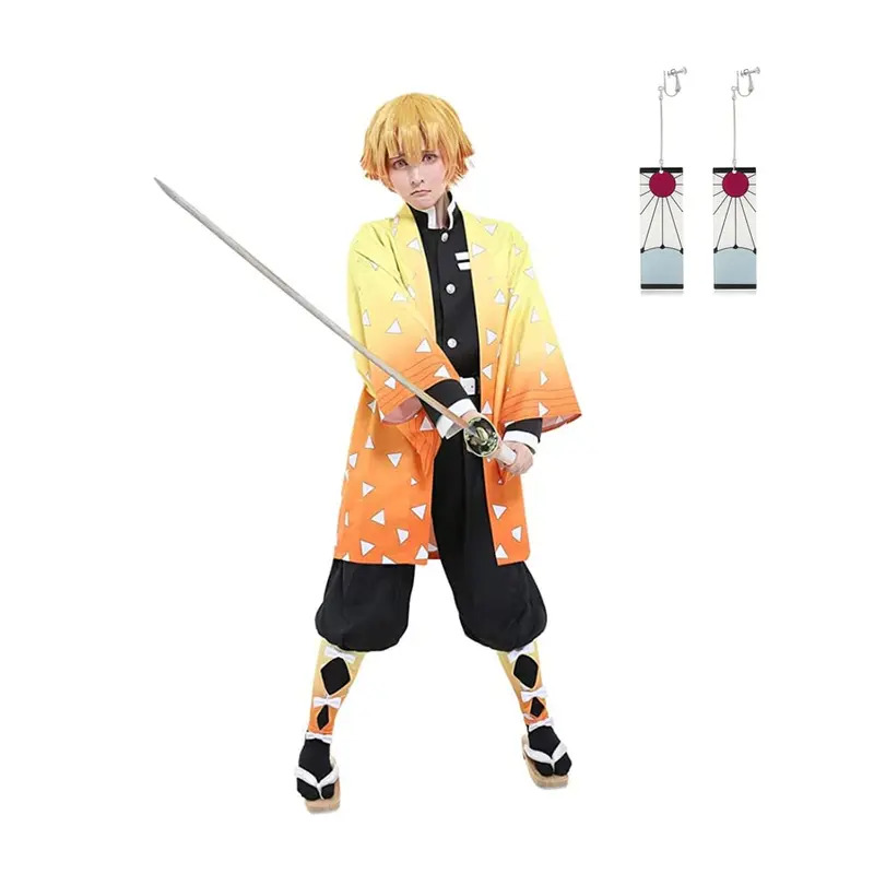 新しいハロウィンコスプレアニメ鬼滅の刃我妻善逸コスプレ衣装漫 - Cosplay Anime Zenitsu のレビューと価格