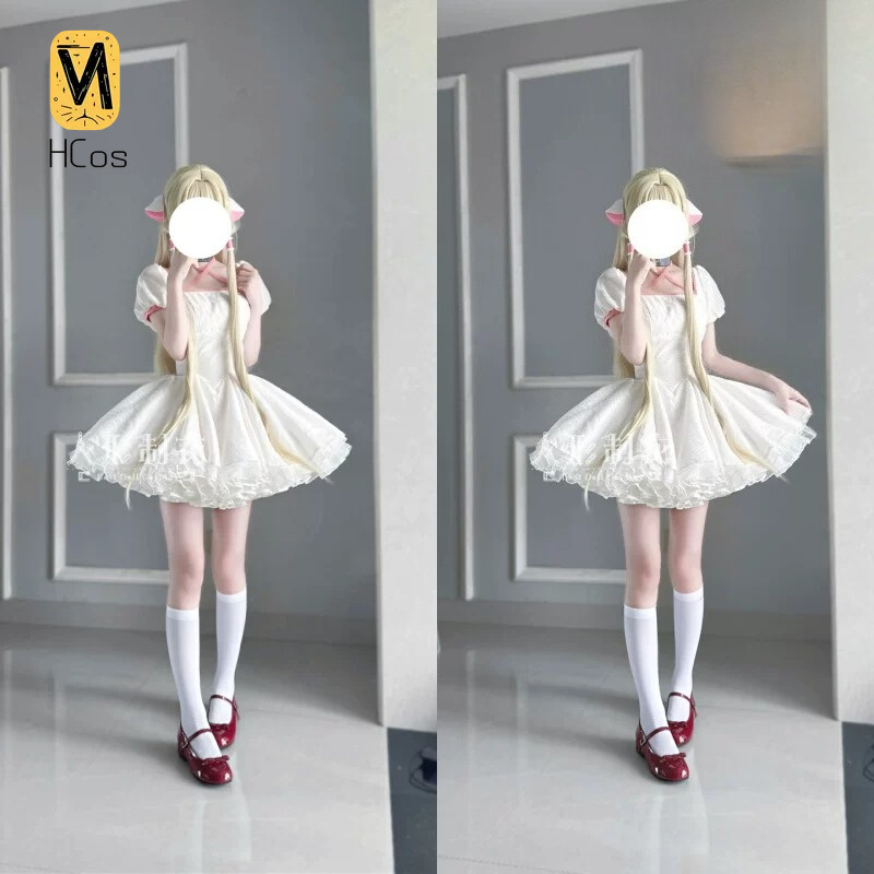 ちょびっツちぃコスプレ衣装ピンク白ロリータドレスフルセット女 - Anime Cosplay Pink のレビューと価格