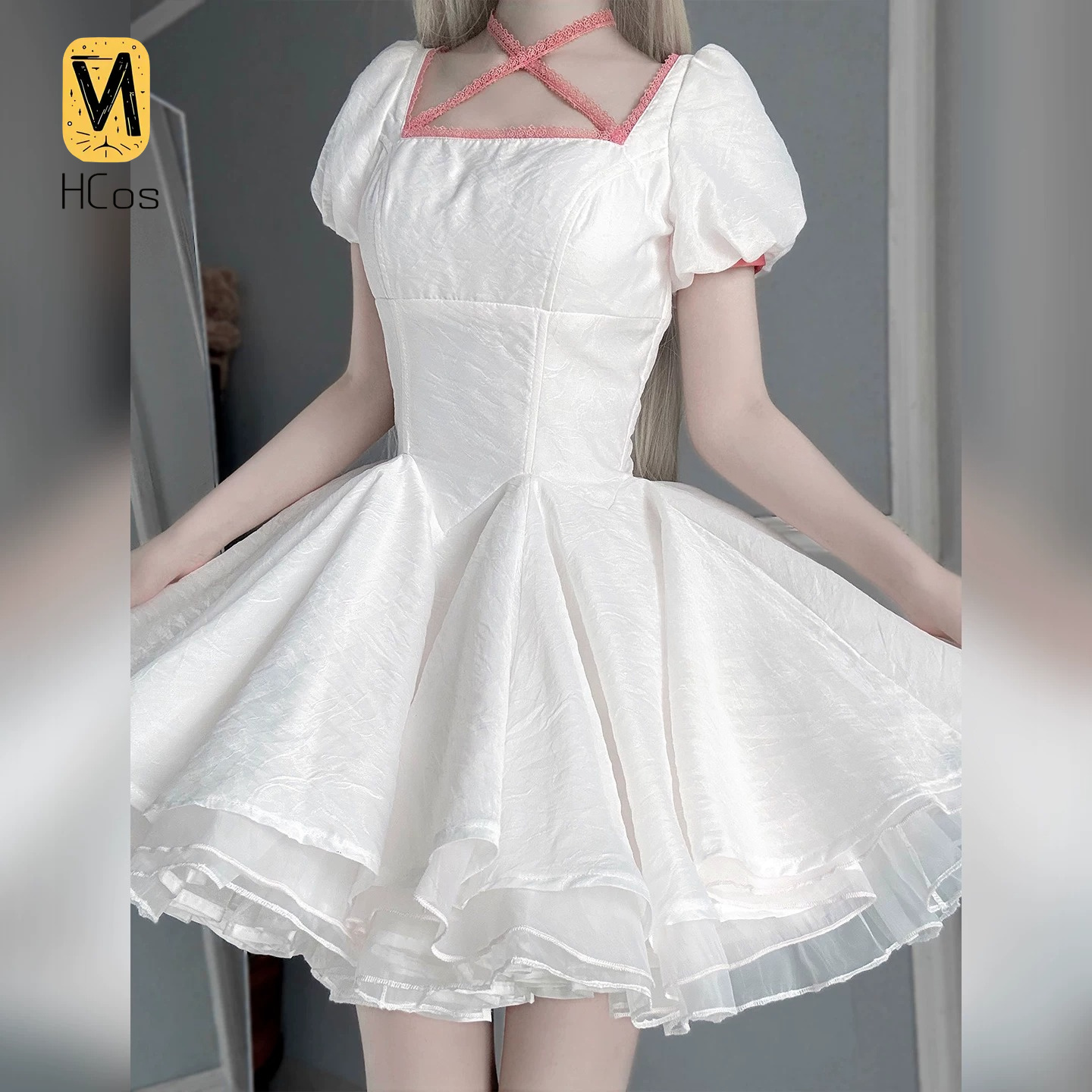 ちょびっツちぃコスプレ衣装ピンク白ロリータドレスフルセット女 - Anime Cosplay Pink のレビューと価格